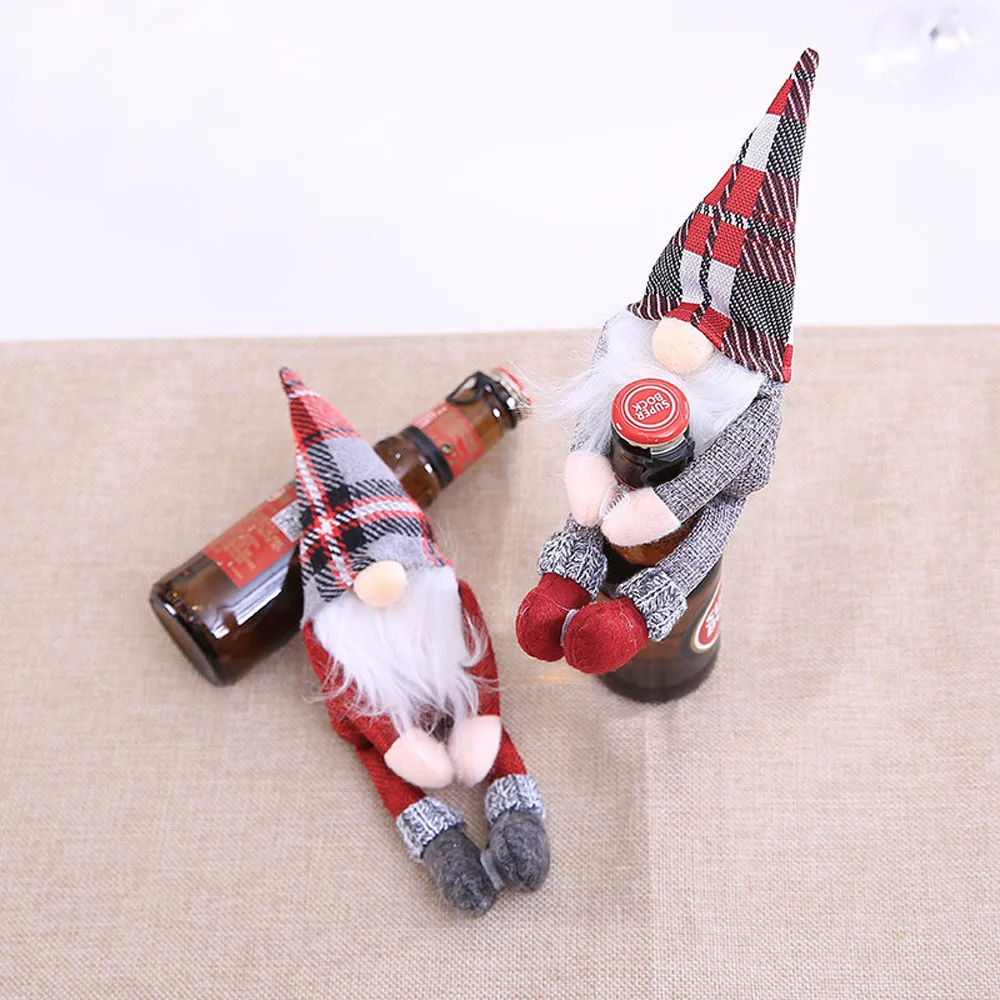 Рождественские Чехлы для винных бутылок, рождественские вечерние украшения для винных бутылок с Санта-Клаусом и снеговиком