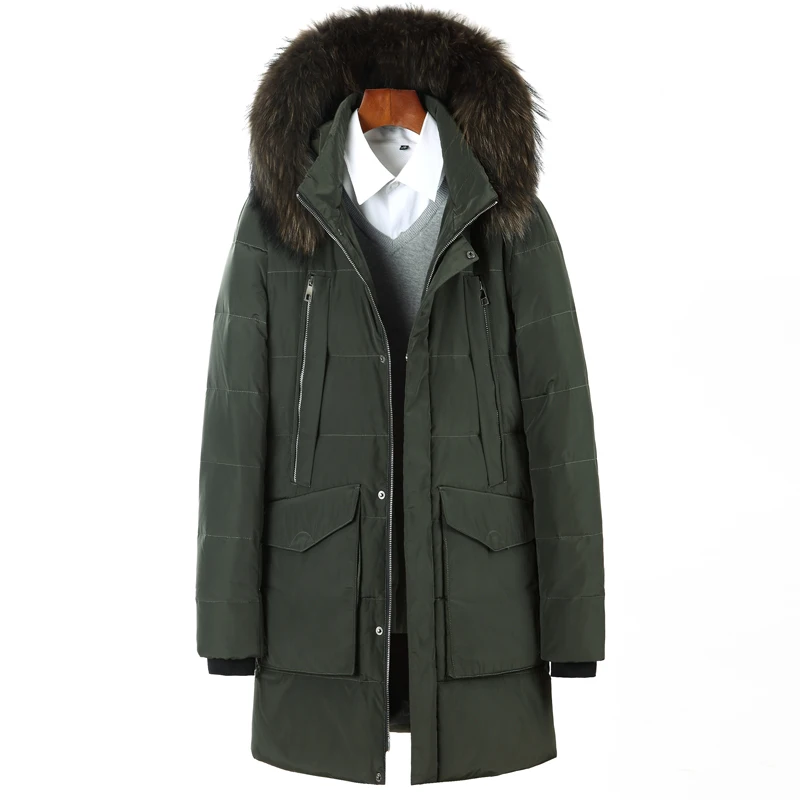 Chaqueta gruesa de plumón de pato blanco para hombre, abrigo con de piel, con capucha, abrigos para invierno de 40 grados, 90%|jacket down|jacket down men - AliExpress