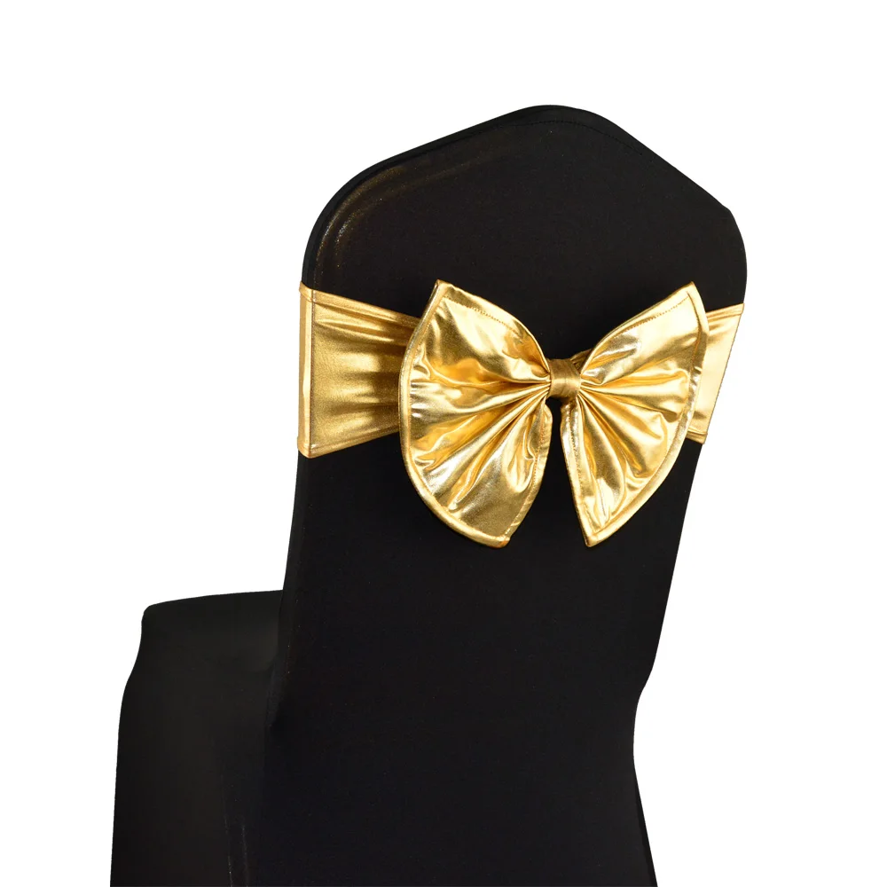 20pcs/lot Top Grade Luxury Gold Metallic Thick Large Size Bow Tie Chair