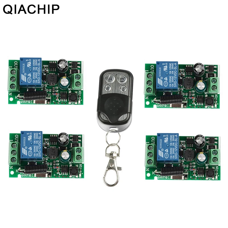 

QIACHIP 433Mhz Wireless Remote Control Switch AC 110V 220V 1CH RF Relay Receiver Module + 433 Mhz Transmitter Remote Control DIY