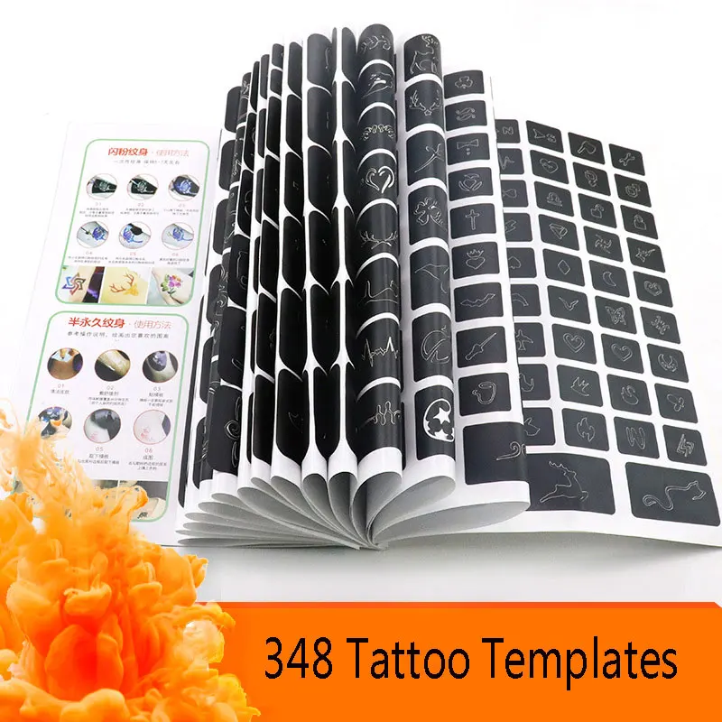 

Semi-permanent Small Tattoo Sticking Template Hollow out PatternsTemporary Spray-painting Booklet 348 kinds