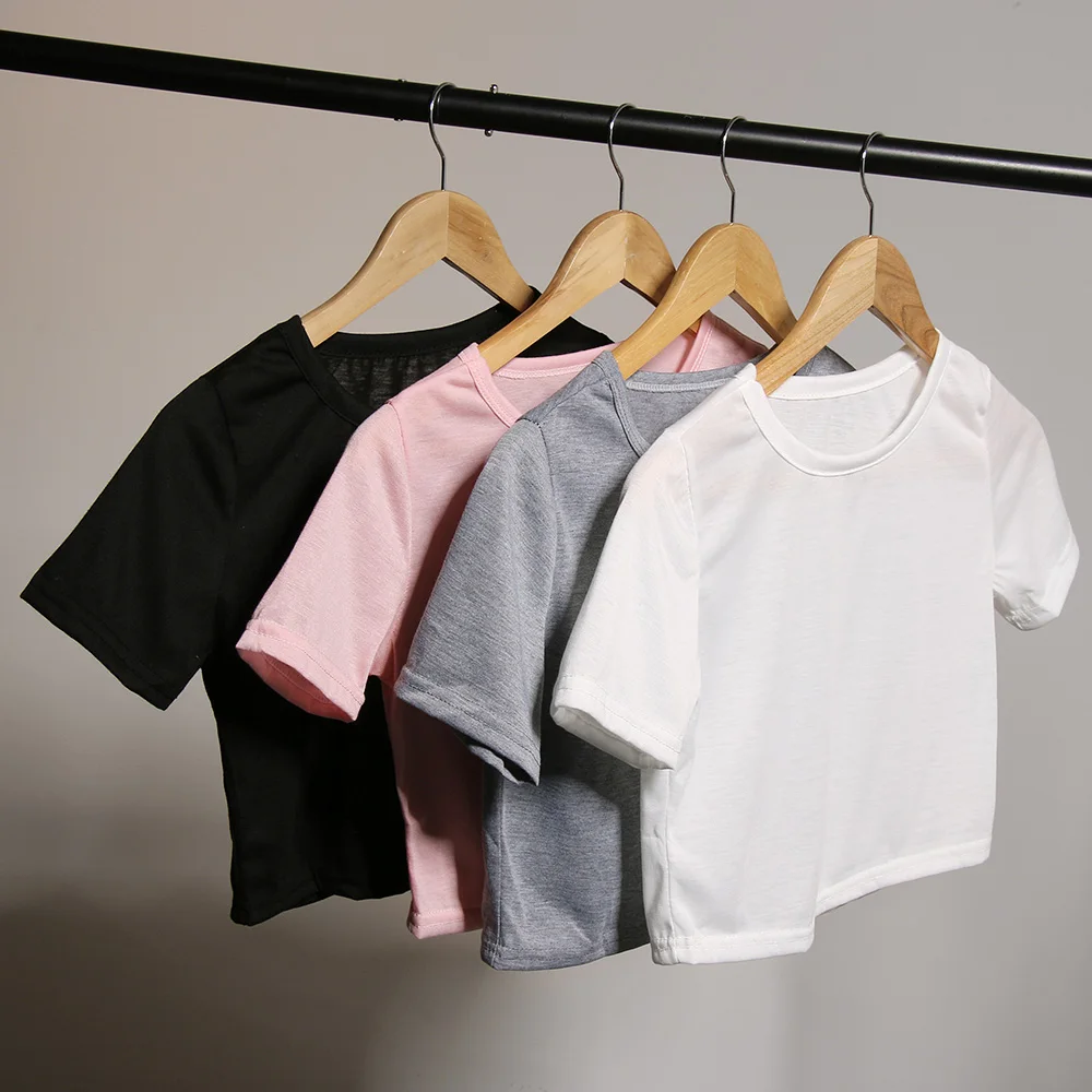 

2019 Summer Women Fashion Solid Casual Loose Crop Tops Vest Female Bodybuilding O Neck Short Sleeve T Shirt