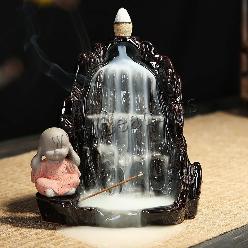 The Little Monk Backflow Incense Burner Smoke Waterfall Incense Stick Holder Burner Mountain River Use In Home Office Teahouse