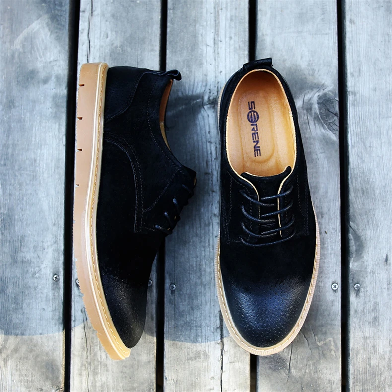 SERENE Brand New Men's Shoes Retro Leisure Leather Work Tooling Shoe Mens Lace Up Casual Shoes Male Waterproof OxFord Footwear (16)