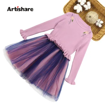 

Girls Dress Sweatshirt Knitted Dresses For Girls Spring Autumn Girls Mesh Dress Kids Teenage Kids Girls Clothes 6 8 10 12 13 14