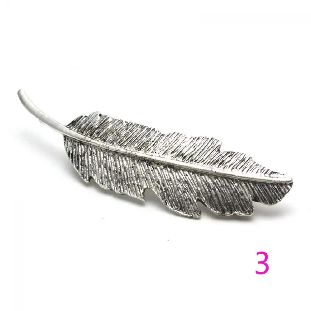 Woman Bride Metal Leaf Feather Hair Clips Pearl Hairpin Beautiful And Elegant Girls barrettes Hair Accessories Fashion Two Type - Цвет: 03