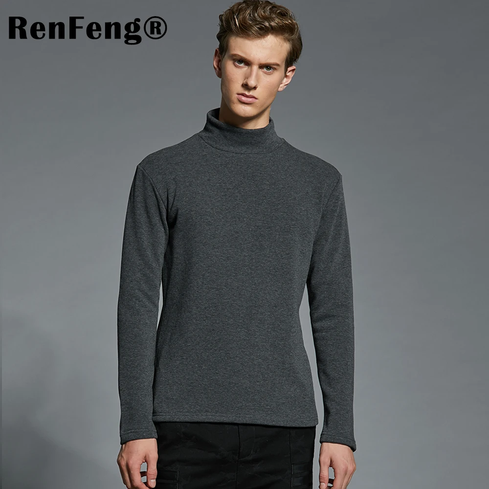 Men's Cotton Undershirts Underwear Long Sleeved Undershirt Spring Turtleneck Shirts Bodybuilding Solid Color Thermal Basic Shirt (3)