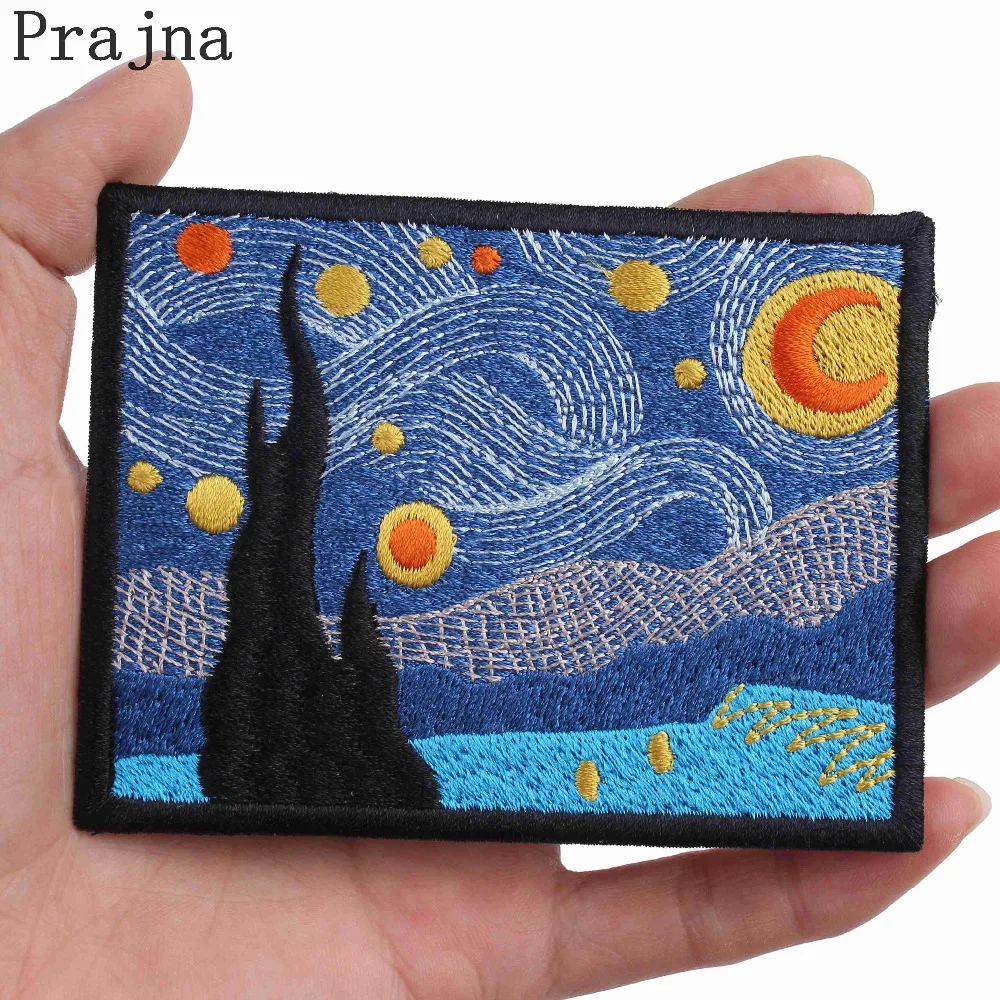 

Prajna Van Gogh Patch Stalker Stranger Things Patch Art Parches Ironing Embroidered Iron On Patches For Clothes Fabric Bag Patch