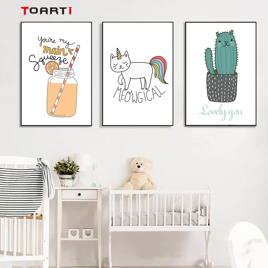 Creative Life Quotes Vintage Poster&Prints Colorful Cartoon Wall Art Canvas Painting Kids Room Home Decor Pictures Nursery Mural (2)