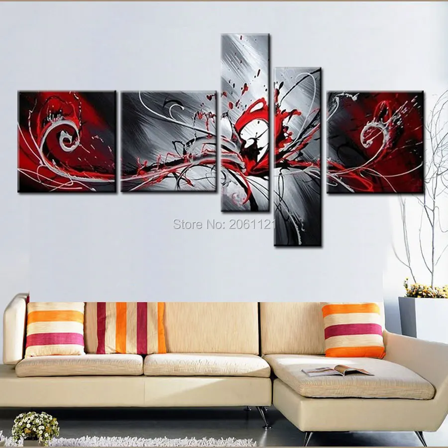 

Original handmade oil painting on canvas modern abstract red white balck art picture Best gift HOUSE DECORATION Free shipping
