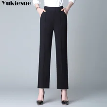Уличная летняя Высокая wasit женские брюки капри для женщин брюки Широкие брюки женские прямые брюки плюс размер 4XL черный