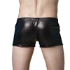 2017 Exclusive Hot Sexy Underwear Male Boxers Faux Leather Latex Short Boxer Wetlook Lace-up Jockstrap Fetish Gay Men Underwear 6