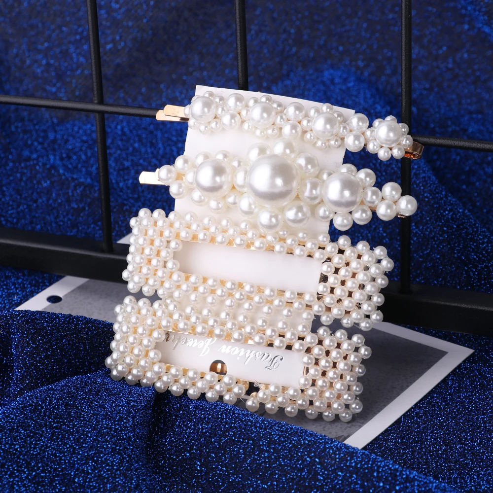1 Set Korea Fashion Solid Pearl Hair Clips for Women Hair Barrette Hairpins Trendy Handmade Hair Styling Accessories Nice Gifts
