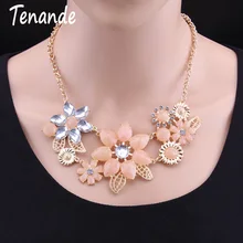 Tenande Макси большие массивные полые Кристальные листья цветы ожерелья подвески для женщин новые модные вечерние ювелирные изделия подарки Bijoux