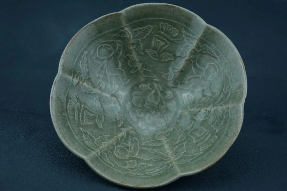 Антикварная фарфоровая чаша SongDynasty для печи Yao zhou 19 см (диаметр) ручная роспись