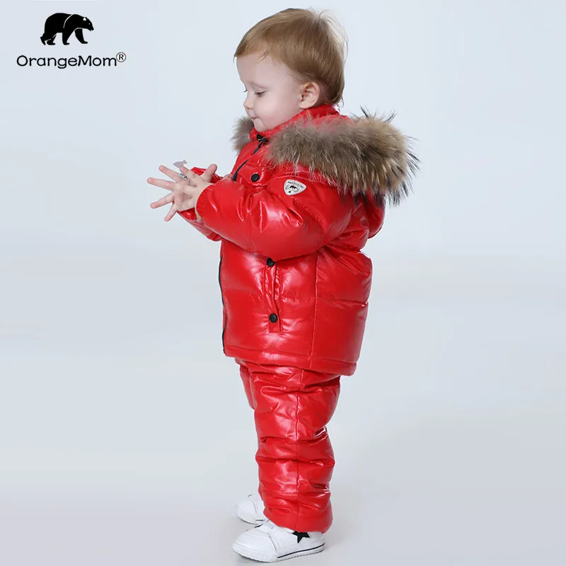 Orangemom Russia Winter children’s clothing sets , girls clothes for new year’s Eve boys parka jackets coat down snow wear