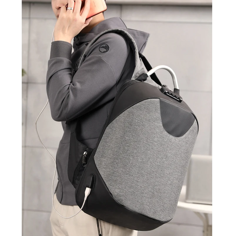 Мужской рюкзак, usb зарядка, деловой рюкзак, мужской замок, защита от кражи, большая холщовая дорожная сумка для ноутбука, школьная сумка для подростка