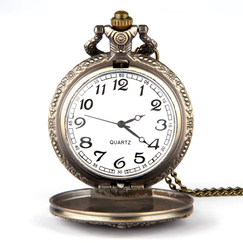 

Moment # L05 2018 Fashion Vintage Bronze Great Wall Pendant Pocket Quartz Pocket Watch Necklace