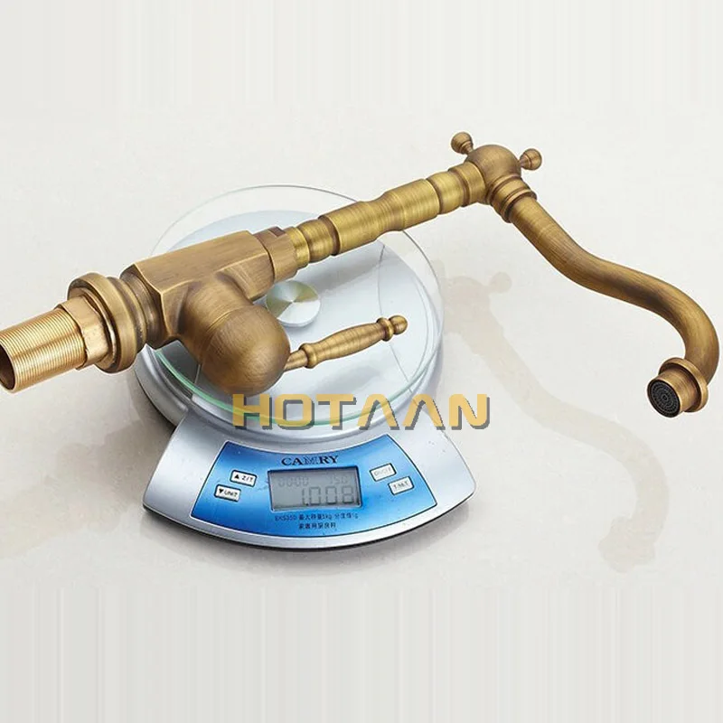  Home Improvement Accessories Antique Brass Kitchen Faucet 360 Swivel Bathroom Basin Sink Mixer Tap  - 1890345064