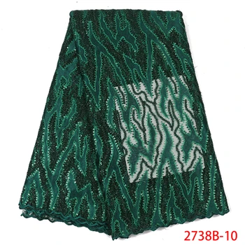 

Best Selling 2019 Green African Lace Fabric with Sequins Nigerian Tulle Lace Embroidery Fabrics for Women Dress AMY2738B-1