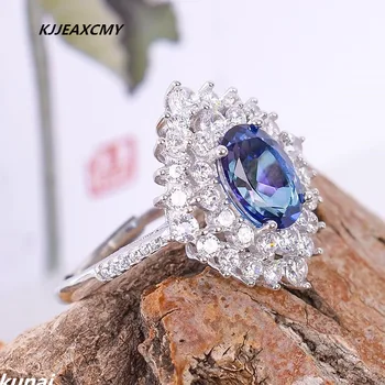 

KJJEAXCMY Fine jewelry Wholesale 925 Sterling Silver Ring girls multicolored jewelry silver inlay natural Tanzanite color Topaz