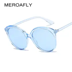 MEROAFLY сексуальная кошка глаз круглые солнцезащитные очки Для женщин прозрачный кристалл кадр Мода конфеты оттенков UV400 Винтаж бренд очки