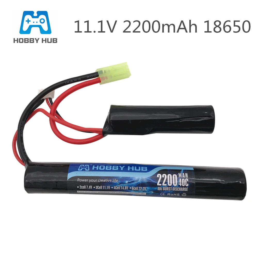 

1 pcs Hobby Hub Power RC Lipo battery 11.1V 2200MAH 40C 2 cell AKKU Mini Airsoft Gun Battery RC model 40C