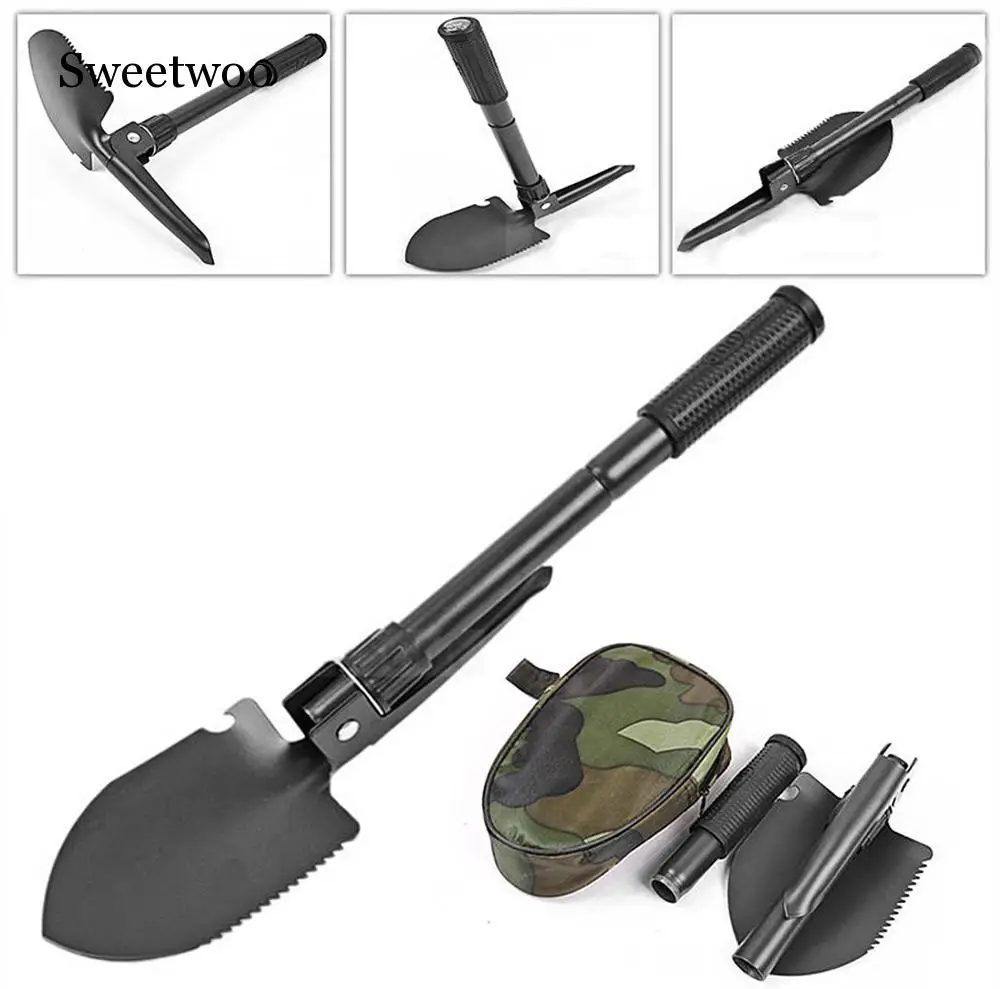

Multi-function Military Portable Folding Camping Shovel Survival Spade Trowel Dibble Pick Emergency Garden Outdoor Tool