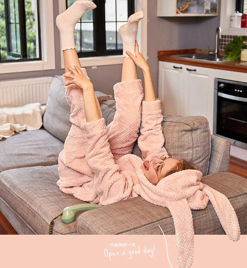 

Winter New Pineapple Flannel One Piece Pajamas with Long Ears Hat Pajamas Animal Anime Onesie Romper Sleepwear Onesie Women