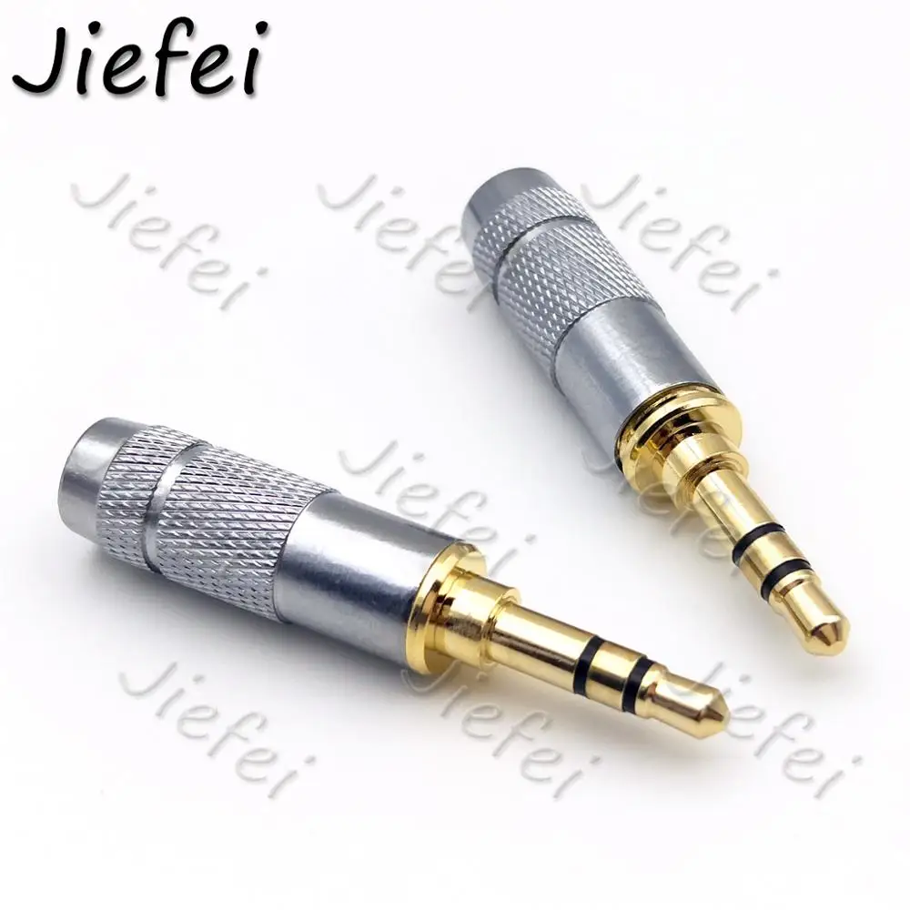 50pcs Brass Gold Plated Straight 3 Pole 3 5mm Stereo TRRS repair Headphone Male Plug Jack metal Audio with Clip Connector