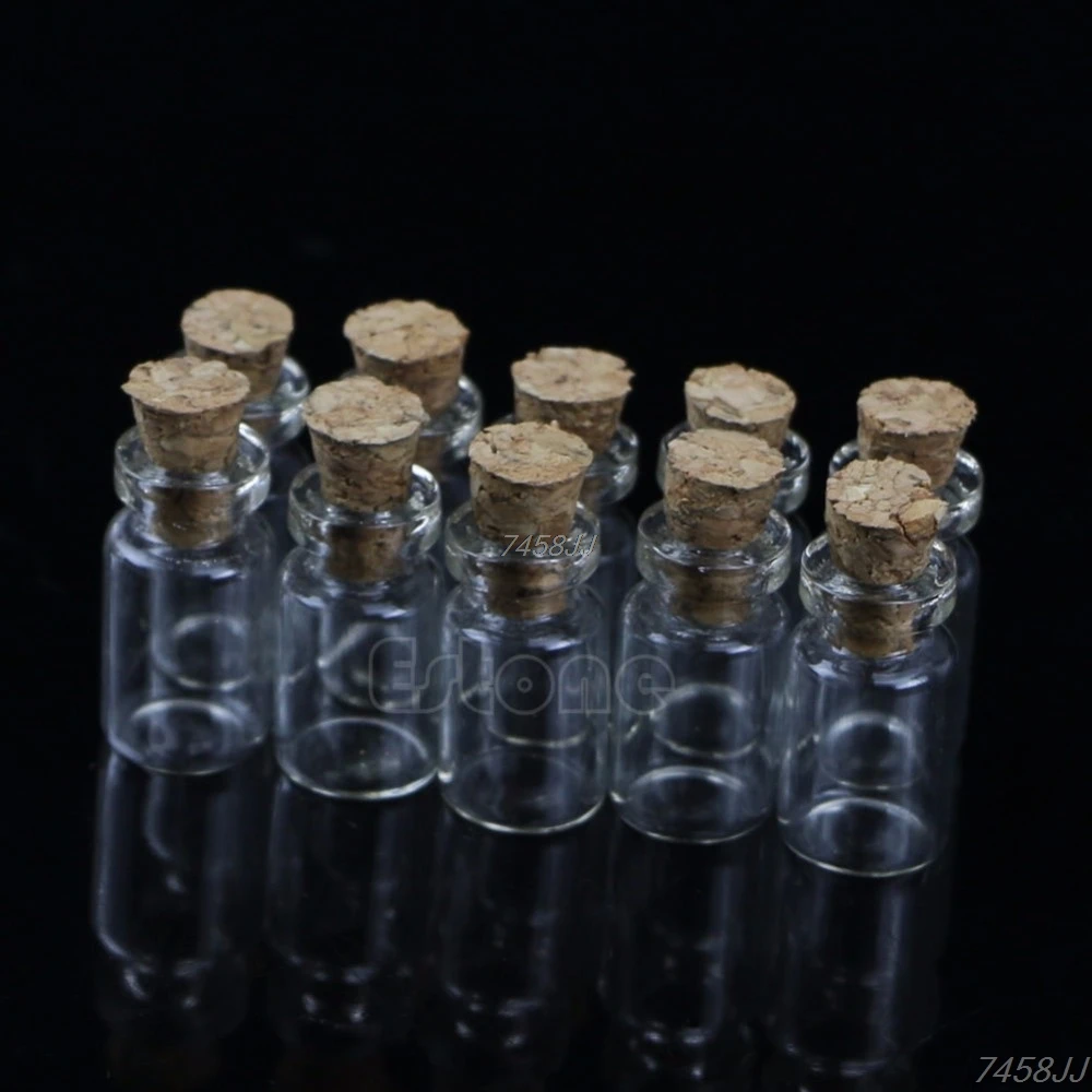 Glass Bottles Mini Glass Bottles 10pcs Small Empty Clear Glass Bottle Vials With Cork Storage Craft 0.5ml 10*18mm G03