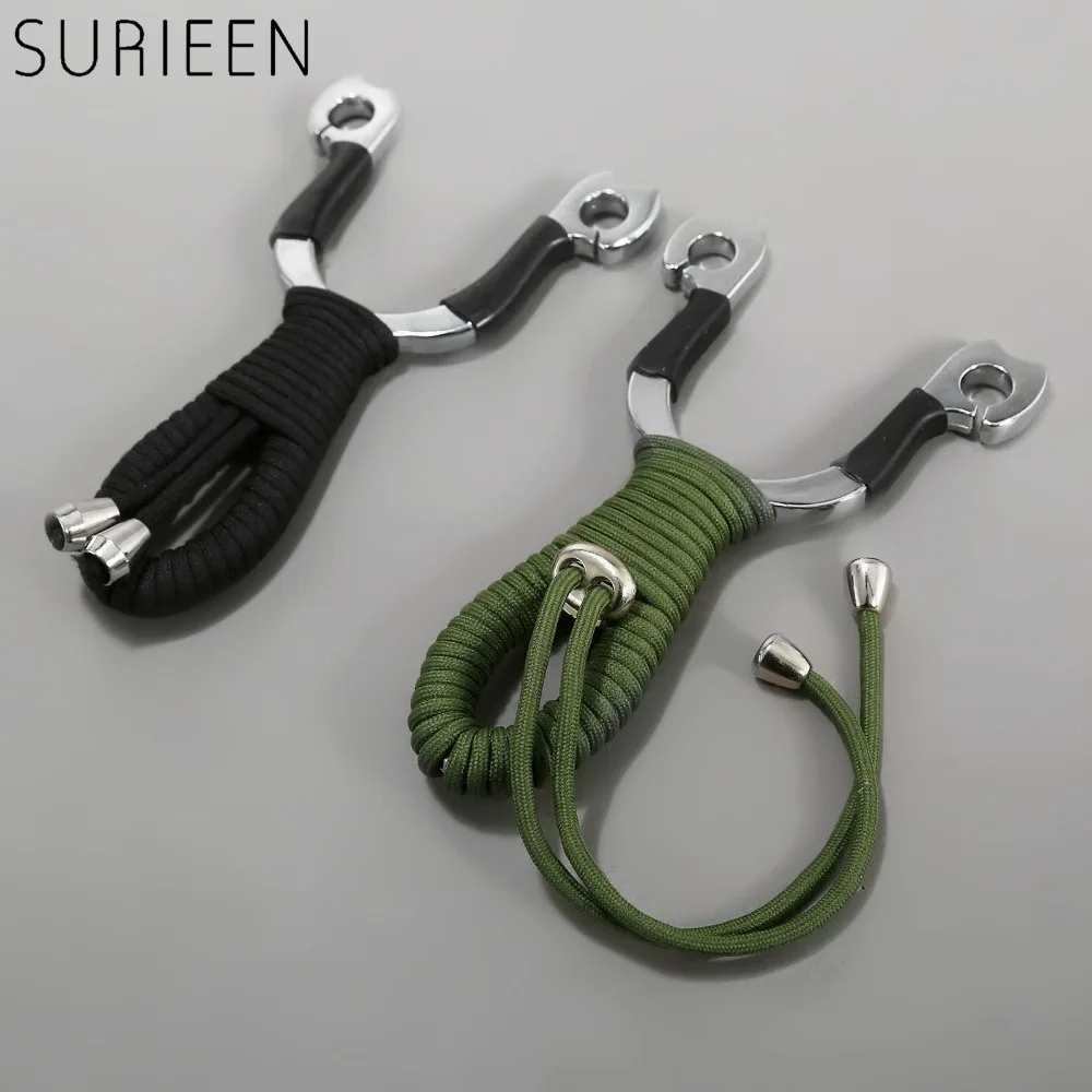 SURIEEN Green/Black Small Pocket Zinc Alloy +Polyester Rope Catapult Slingshot Outdoor Sports Hunting Mini Sling Shot Shooting