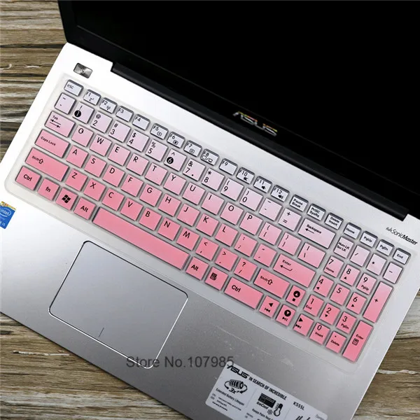 Ультра тонкий силиконовый защита для клавиатуры ноутбука кожного покрова для Asus F555 F555LA F555LJ F555LB F555LD X550ZA K501UX K501UW GL552VW - Цвет: Gradualpink