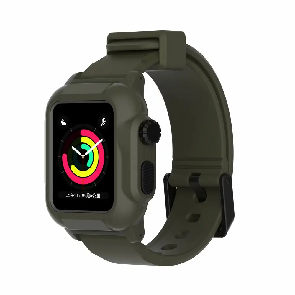 Спортивный Силиконовый каучуковый ремешок для наручных часов Apple Watch Serise 5/4/3/2 мягкие Водонепроницаемый кабель-браслет на запястье для наручных часов iwatch, 40 мм 44 мм 42 мм