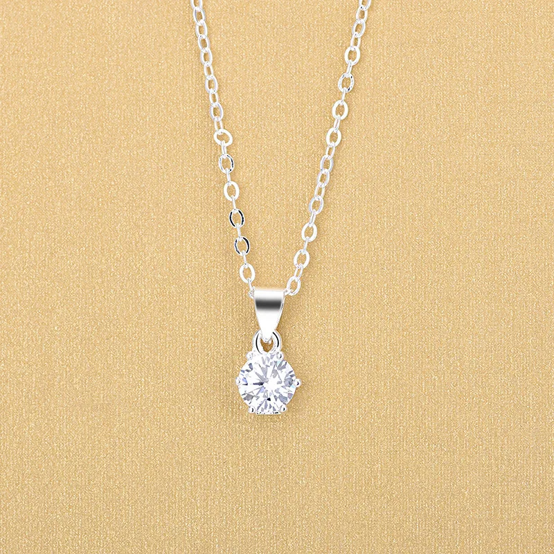 Женское Ожерелье из стерлингового серебра 925 пробы с одним цирконием ювелирные