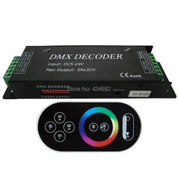 

3 Channel Strip DMX Decoder 5-24V Common Anode + Touch Remote Control DMX100