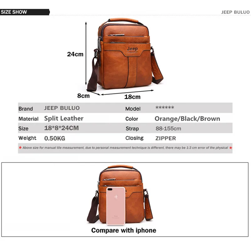 Goede JEEP BULUO Merk Mannen Messenger Bags 2 stuks set Crossbody Business Casual Handtas Mannelijke split Lederen Schoudertas Grote Capaciteit