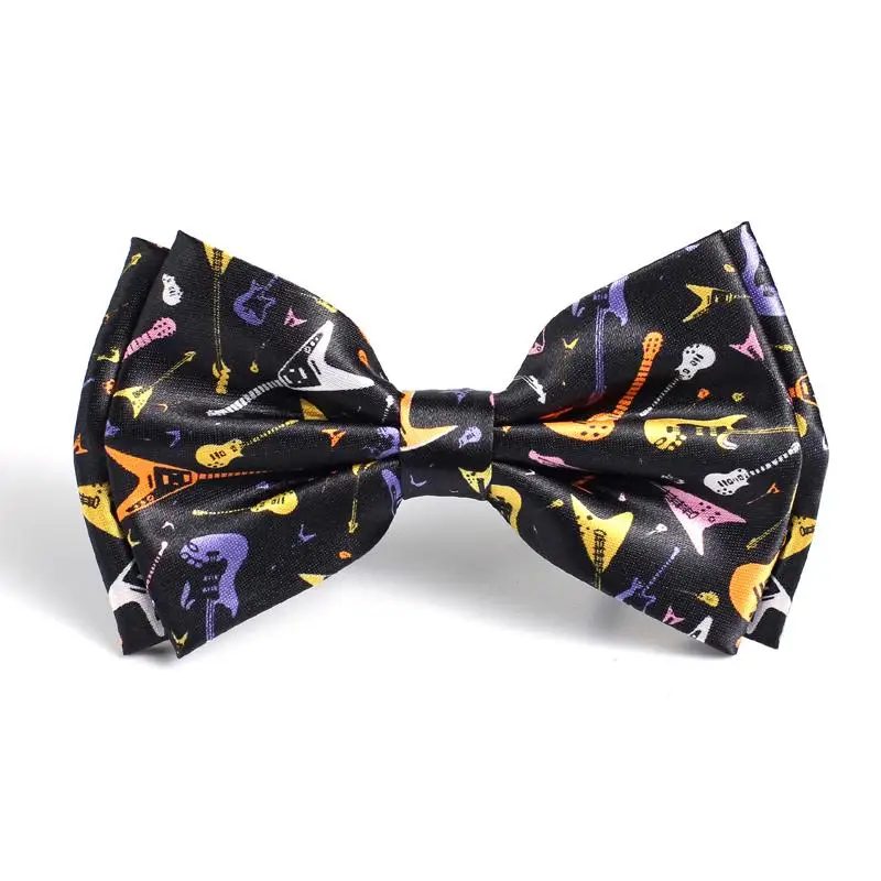 

Free shipping-Fashion Bow tie for Women Men's Unisex "Rainbow Music Guitar" pattern Tuxedo Dress Shiny Bowtie Retail & Wholesale
