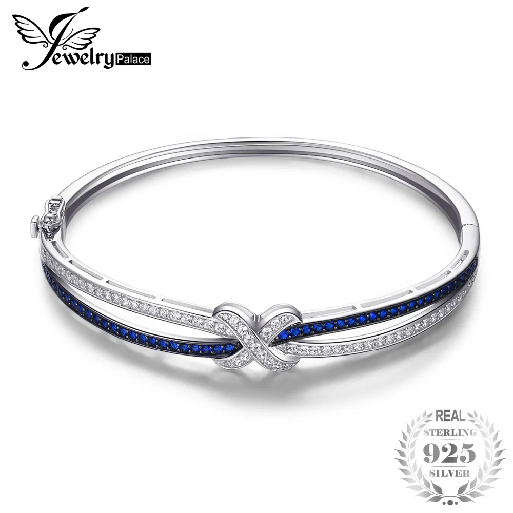 

JewelryPalace X Mark 1.1ct Created Blue Spinel Bangle Bracelet 925 Sterling Silver Fine Jewelry New Wholesale Promotion