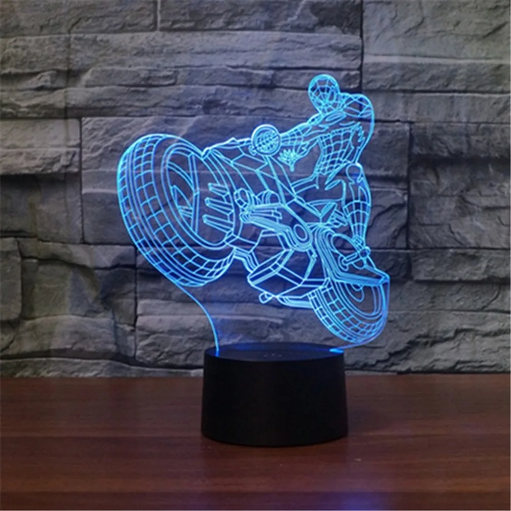 7 Colors Changing Desk Lamp Motobicyvle Shape Touch Table 3D LED Night Light Stereoscopic Illumination | Лампы и освещение