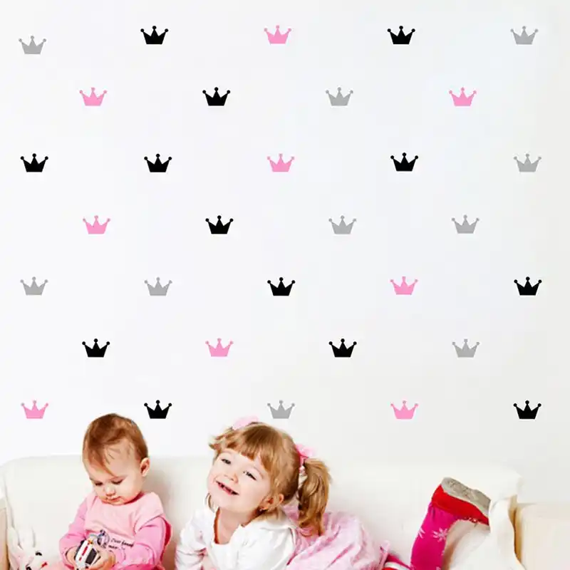 Vinyl Crown Wall Decal Pink Vinyl 30pcs Crown Pvc Wall Stickers Princess Baby Room Wall Decor Vinyl Wall Sticker For Kids Rooms Kids Furniture Decor Storage Toys Games Innovatordiaries Com