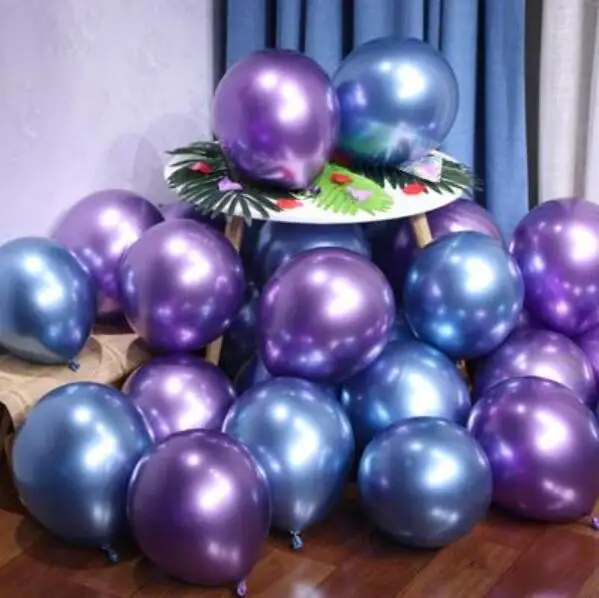 15 шт., 12 дюймов, 10 дюймов, золотые, серебряные, розовые металлические латексные шарики для свадебного украшения, матовые гелиевые шарики, украшение для дня рождения, для взрослых - Цвет: blue purple