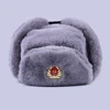 Soviet Badge Ushanka Russian Men Women Winter Hats Faux Rabbit Fur Army Military Bomber Hat Cossack Trapper Earflap Snow Ski Cap