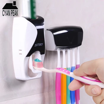 

Automatic Toothpaste Dispenser Bathroom Accessories Set Toothbrush Holder High Quality Bathroom 5 pcs Toothbrush Holder Tools