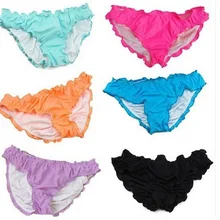 Гофрированные плавки для плавания с краем листа лотоса, сексуальные женские бразильские бикини, плавки, одежда для плавания, шорты для плавания, купальный костюм, S-2XL, 10 цветов