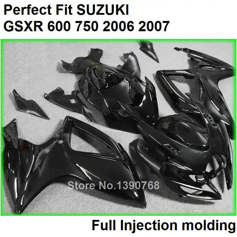 100% подходит для Suzuki литьем под давлением Обтекатели GSXR600 k7 06 07 глянцевый черный