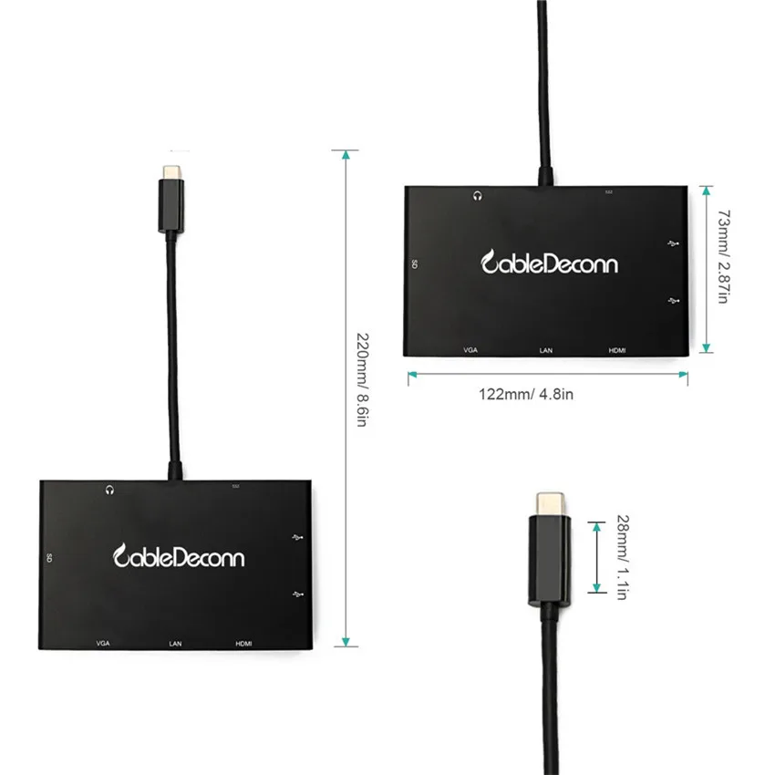 USB C HDMI rj45 Ethnernet VGA Thunderbolt 3 hub usb3.0 1 зарядное устройство многофункциональный адаптер