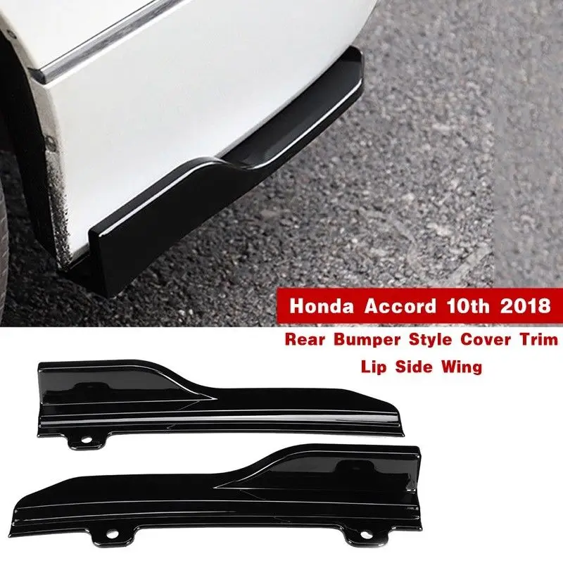Black Chromium Styling Rear Side Skirt Spoiler Lip Bumper Wing Trim For Honda Accord 10th 2018