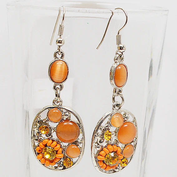 Drop Earrings Orange Stone Earrings Bridesmaid Earrings. Gift Earrings Dangle Earrings