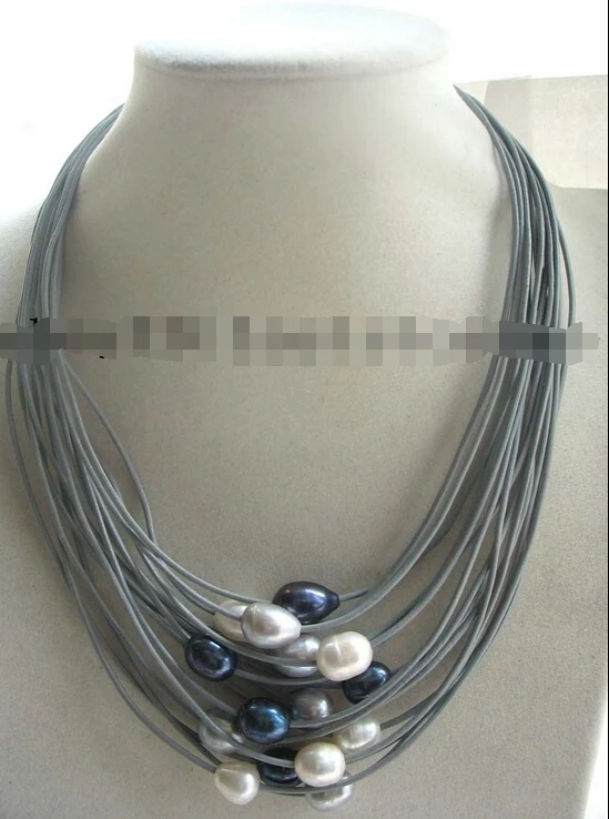 

15rows freshwater pearl white egg necklace 17-22" nature